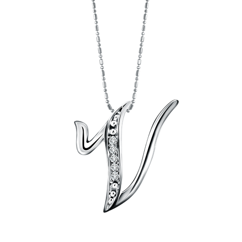 Frank & co. Initial Curve V Pendant
