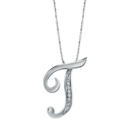 Frank & co. Initial Curve T Pendant